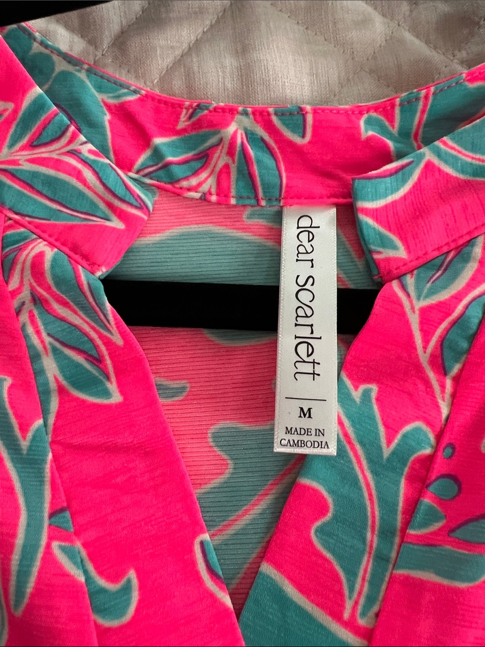 Hot Pink/Jade Blouse Medium - Picture 2 of 3